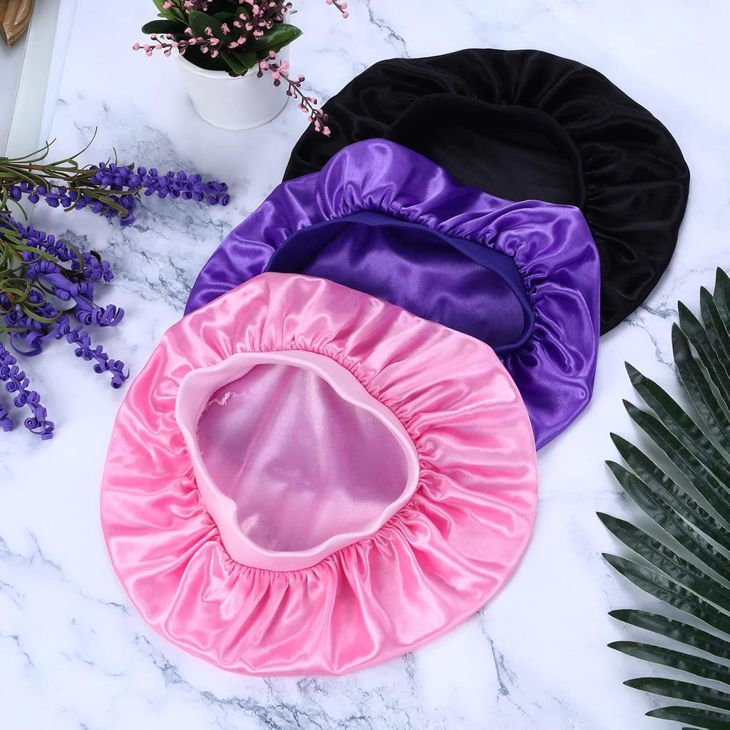 Prasacco 3 Pieces Kids Satin Bonnet Baby Bonnet Sleeping Cap Soft Silk Night Hats Colorful Satin Cap for Baby Girls Boys Natural Hair Teens Toddler