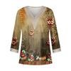 Women's Shirt Blouse Casual Loose Shirts 3/4 Sleeve Lace Trims Print V Neck Tops Print Tops T-shirts