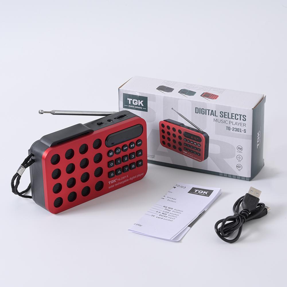 Mini FM Radio Rechargeable USB Bluetooth Digital Radio Portable Solar Radio Speaker Music Player Radio Receiver Built-in Speaker