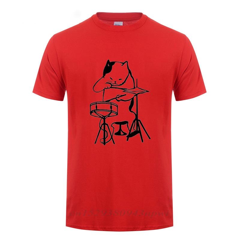 The Musician Cat Playing Drums TShirt Funny Birthday Gifts For Men Male Drummer Cat Lover Cool Cotton T Shirt Hip Hop Tshirt