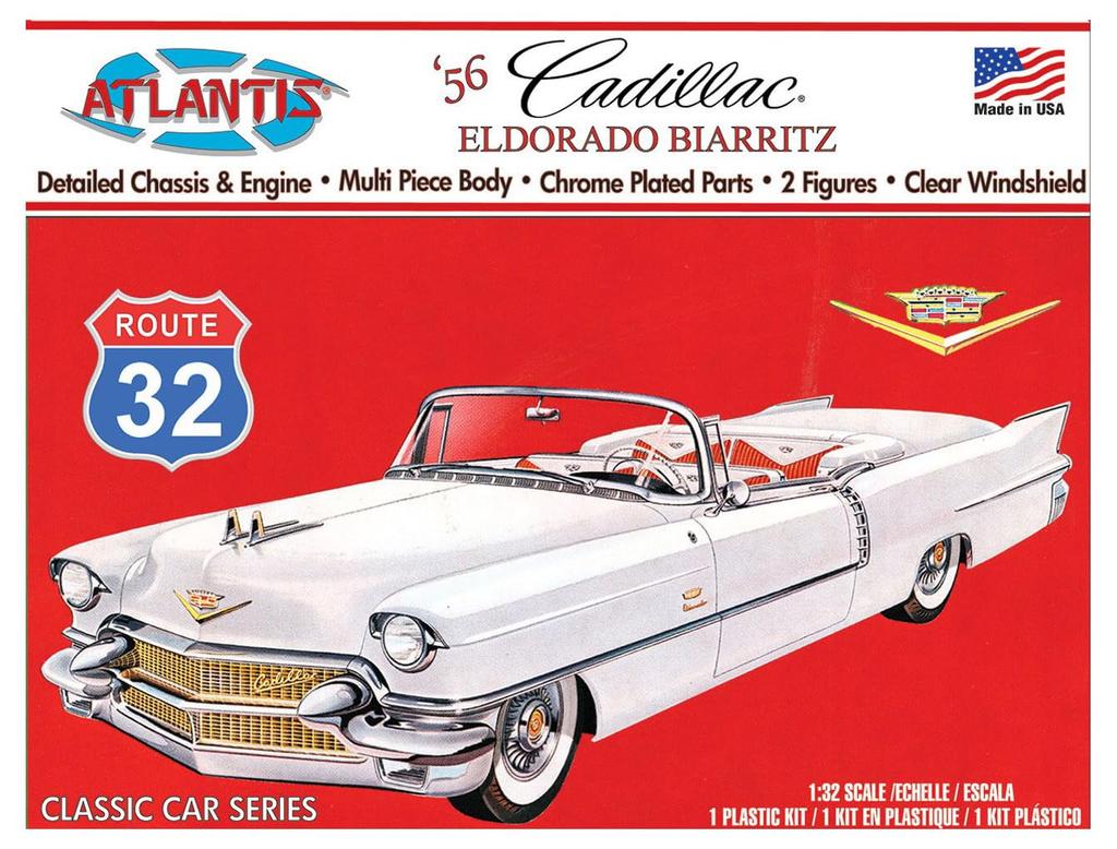 Atlantis Models Route 32 1956 Cadillac Eldorado Plastic Model ATLAMCH1200 Molded Color 1/32
