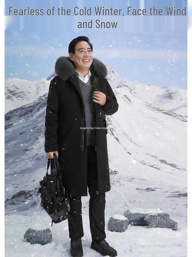 Herren Winter Parka mit Pelz und Fleece-Futter für mittlere und ältere Jahre