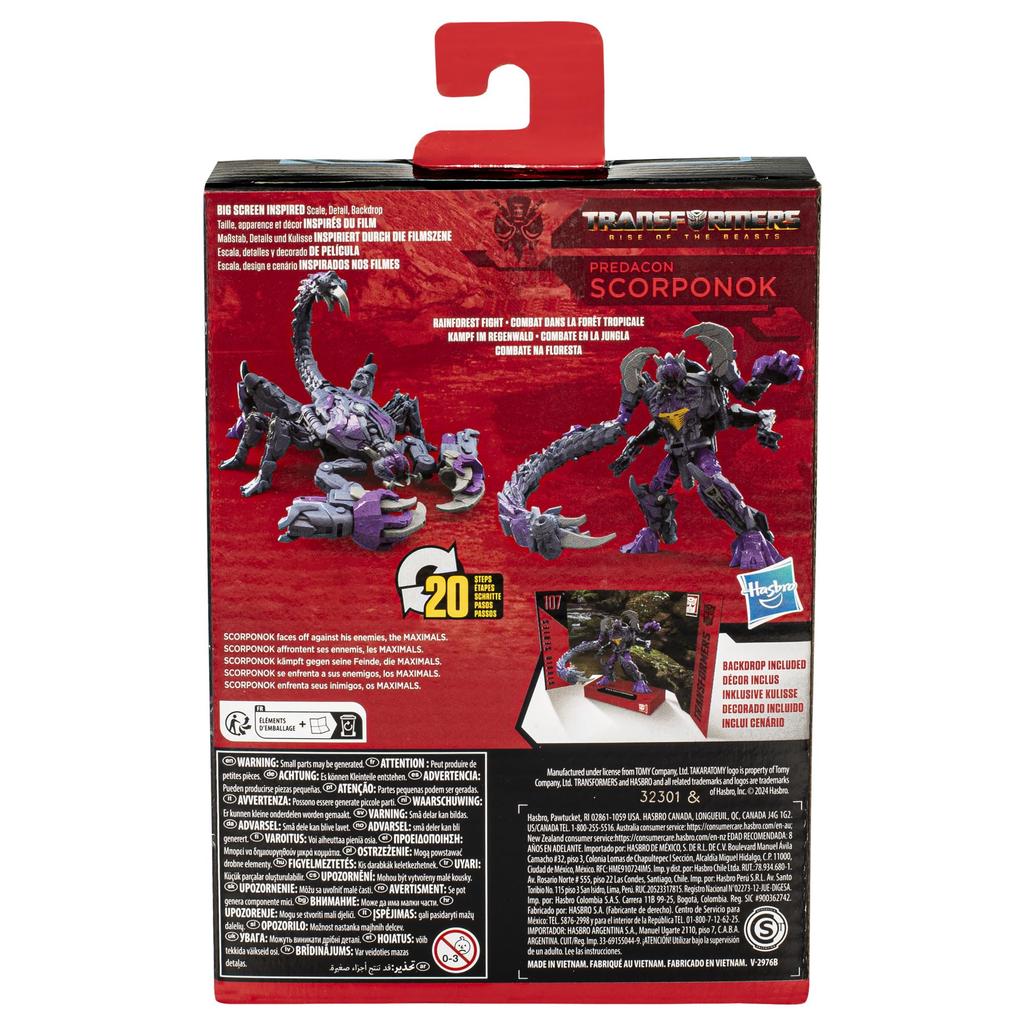 Transformers Toys Studio Series Deluxe Rise of the Beasts 107 Predacon Scorponok 4.5-inch Conversion Action Figure, Ages 8+, F8755