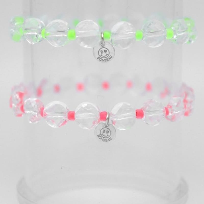 BONBEAU Bright cutting glassball beads mix Bracelet Transparent ball neon color beads smile charm bracelet
