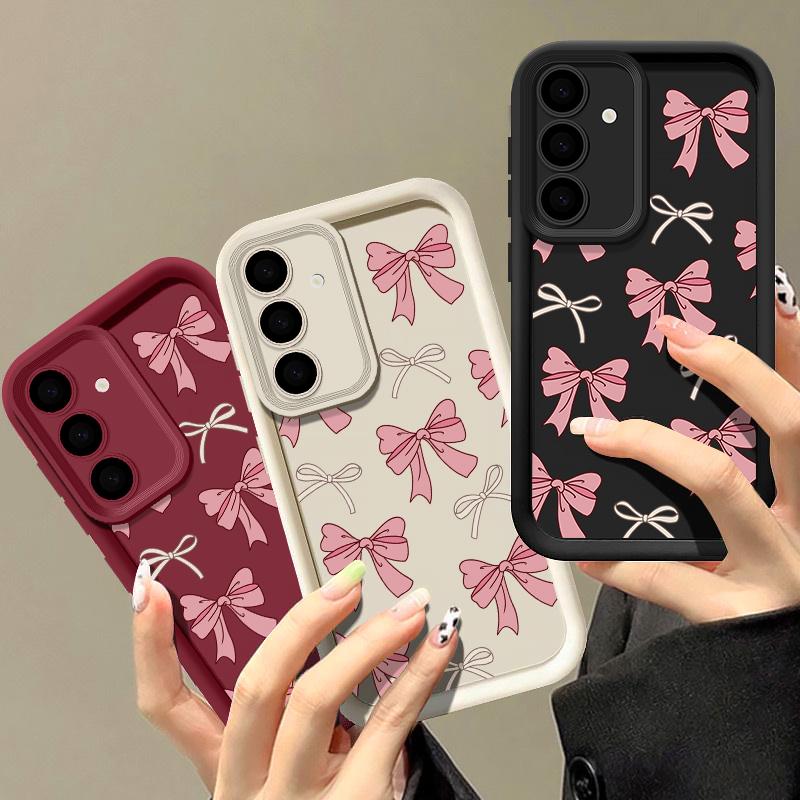 Bow Tie Silicone Case For Samsung Galaxy S26 S25 S24 Ultra S23 S22 Plus S25 FE A57 A37 A17 A56 A27 A36 A26 A16 A55 A35 A15 Cover
