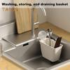 Sink Mount Kitchen Drainier Suction Cup Basket Large Capacity Simple Installation Kitchen Sink Cutlery Drainer Utensil Strainer