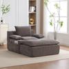 Chenille Recliner Chaise Longue, Vacuum-Packed with 4 Cushions, Drink Holder & Storage Bag, Assembly-Free for Living Room Balcony-Gray