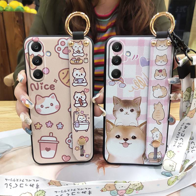 Wristband Cartoon Phone Case For Samsung Galaxy A16 5G/SM-166P/E Dirt-resistant Anti-knock Fashion Design Back Cover