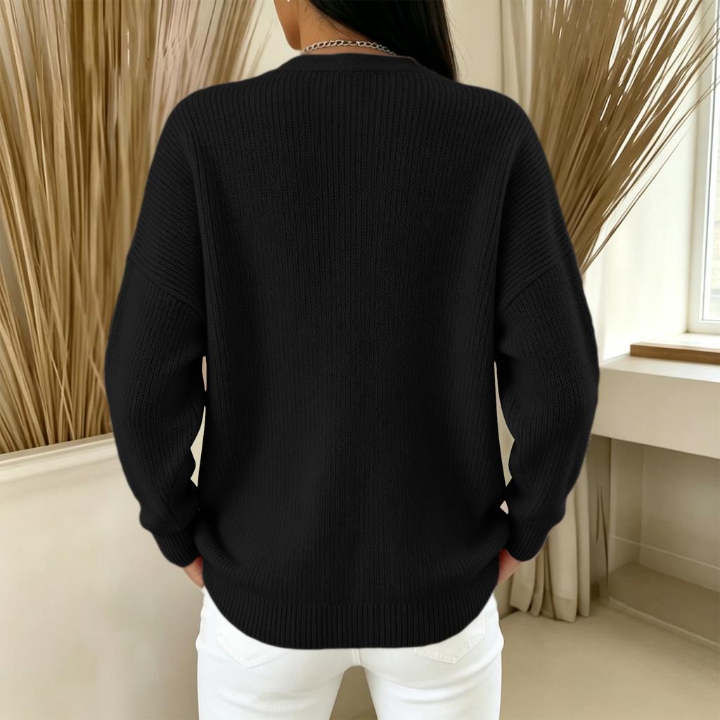 Women's Knit Cardigan V-Neck Button Front Long Sleeve for Fall Winter
