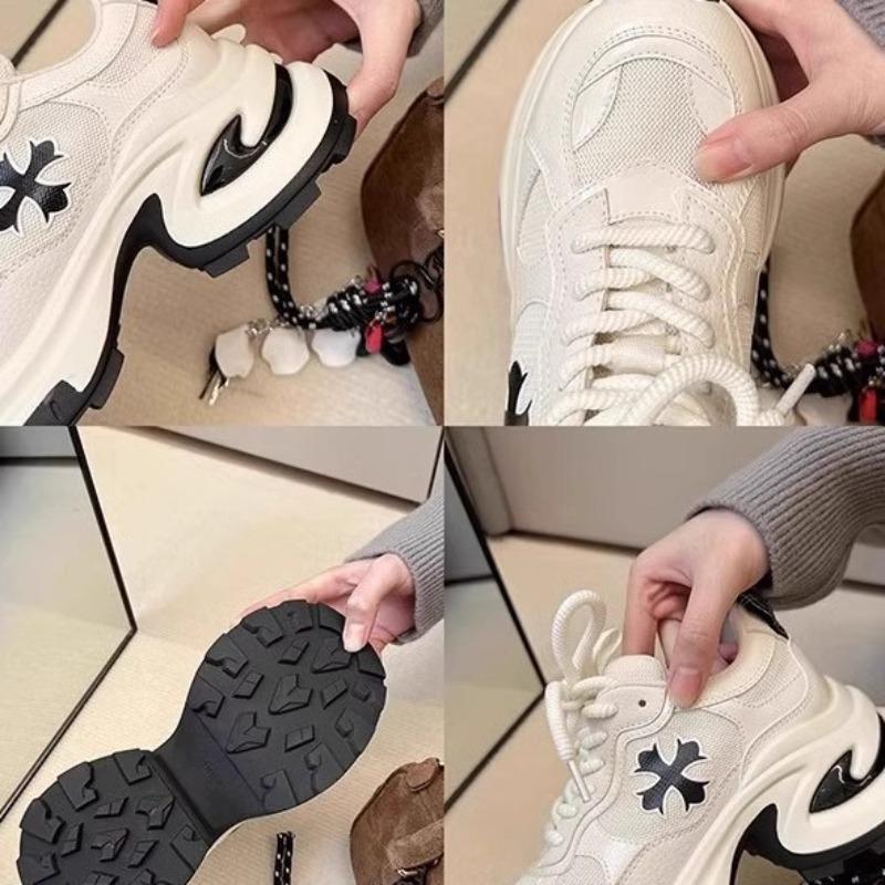 Leather Platform Dad Shoes Women's New Spring Small Man Height Increase Mesh Breathable Sports Casual Women's Shoes