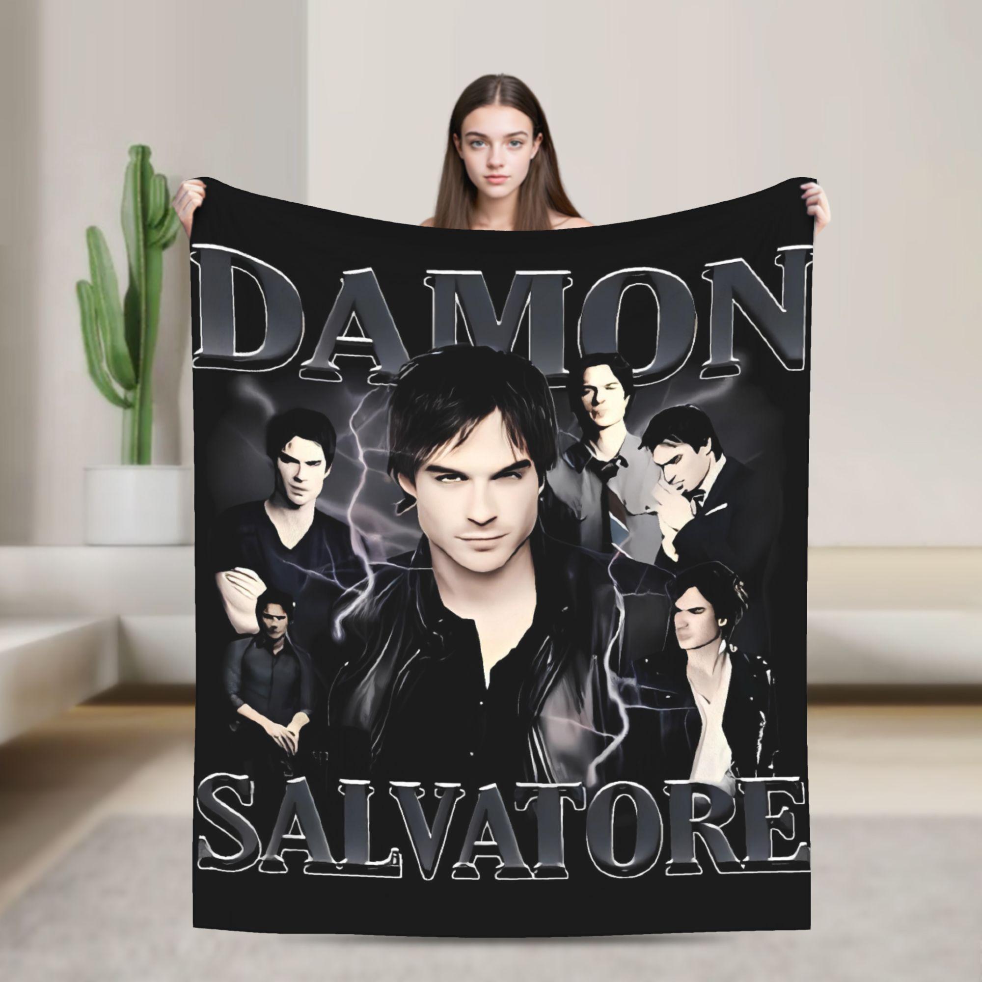 

The Vampire Diaries Damon Salvatore Flannel Blanket Warm Soft Throw Blanket for Home Decor Picnic Funny Bedspread Sofa Bed Cover 75x90cm