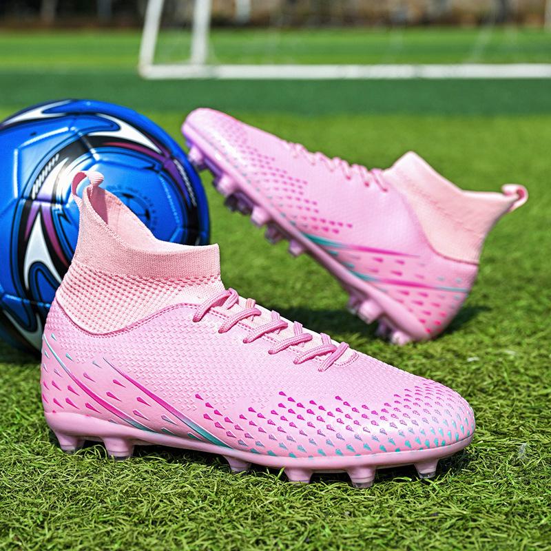 High-top football shoes fly-woven socks shoes tf broken nails artificial flat AG nails leather feet training shoes for men and women