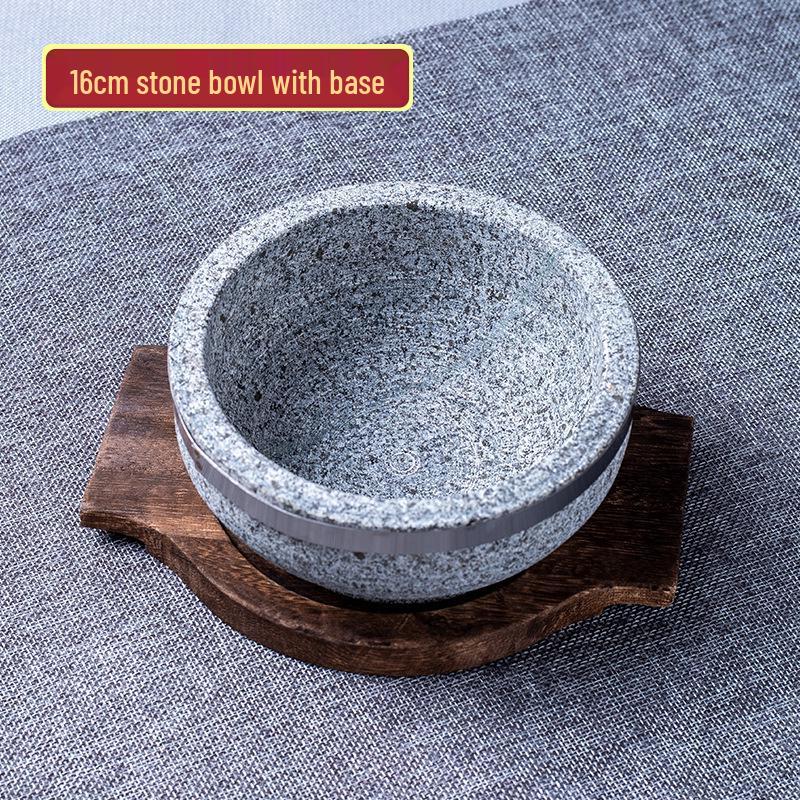 Korean Bibimbap Stone Bowl - Durable Natural Stone Earthenware for Cooking