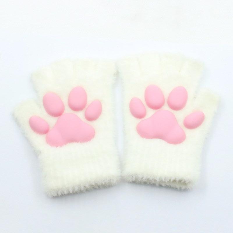 Adult Teens Halloween Gloves Cosplay Mittens Fingerless Gloves Cartoon Cat Paw Shape Mittens Carnivals Party Supplies