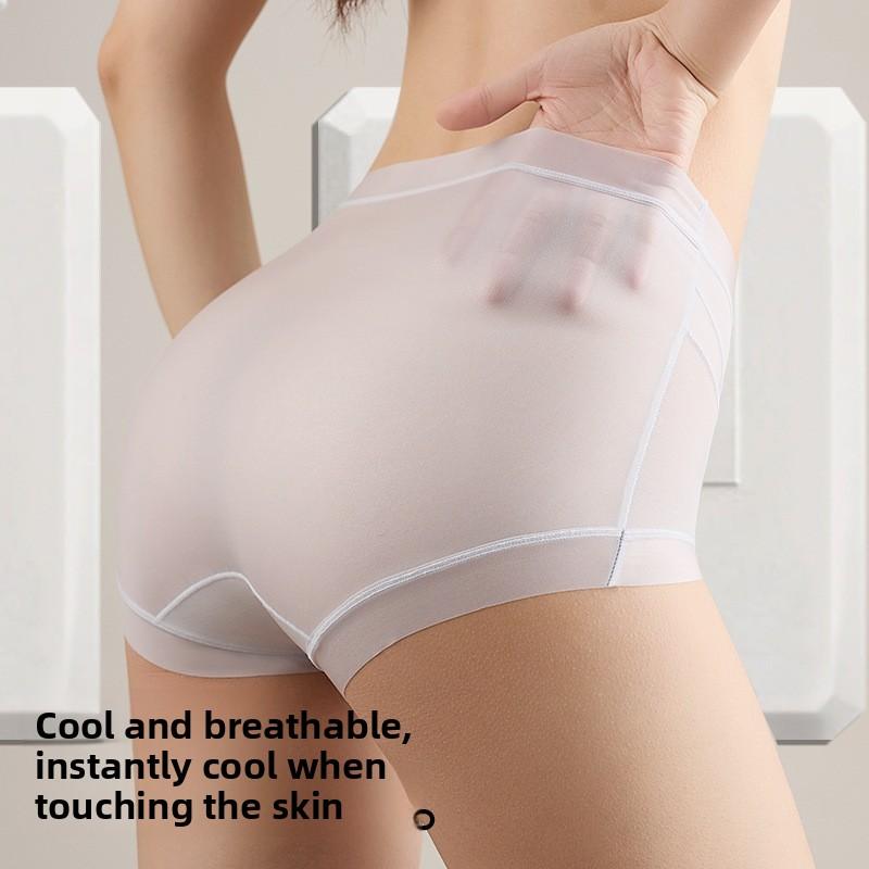 Nouveau Short Confortable Respirant Forme Angle Plat en Soie Glacée Sans Trace Taille Haute Ventre pour Dames Printemps et Automne