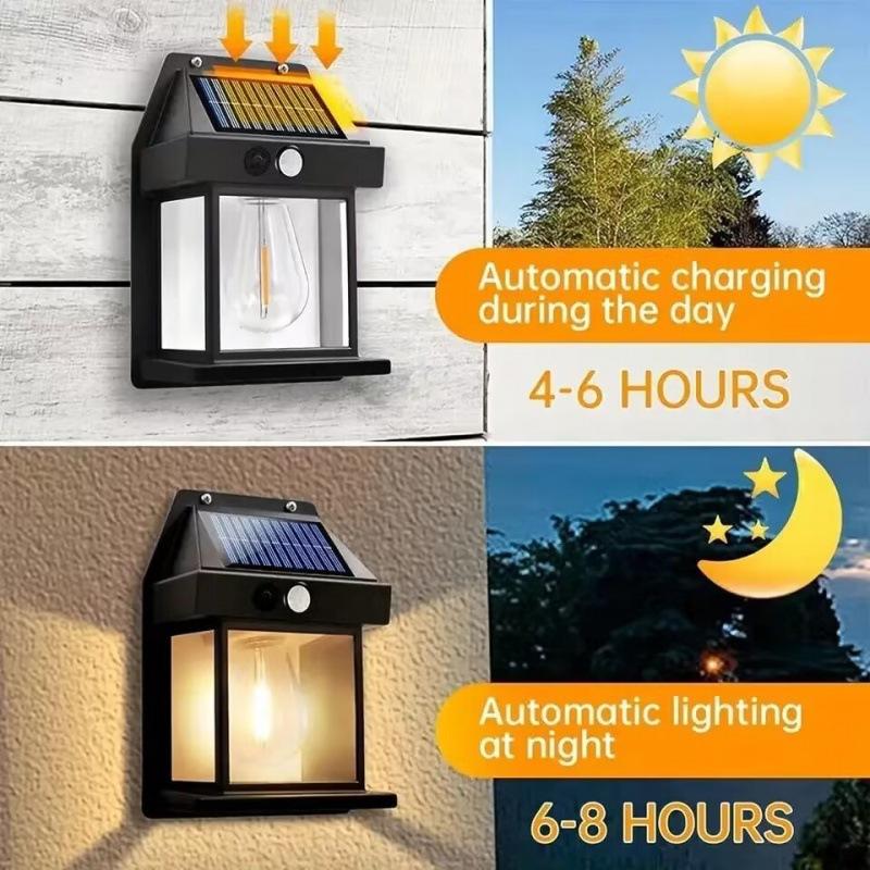 Solar Outdoor Led Courtyard Wall Lamp Human Body Induction Motion Sensor Garden Terrace Garage Door Street Fence Porch Lamp