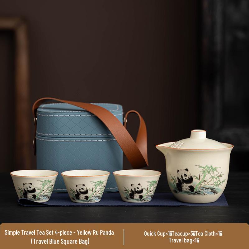 Portable Ru Kiln Tea Set: Light Luxury Travel & Car-Mounted Drinkware for Camping & Business Trips