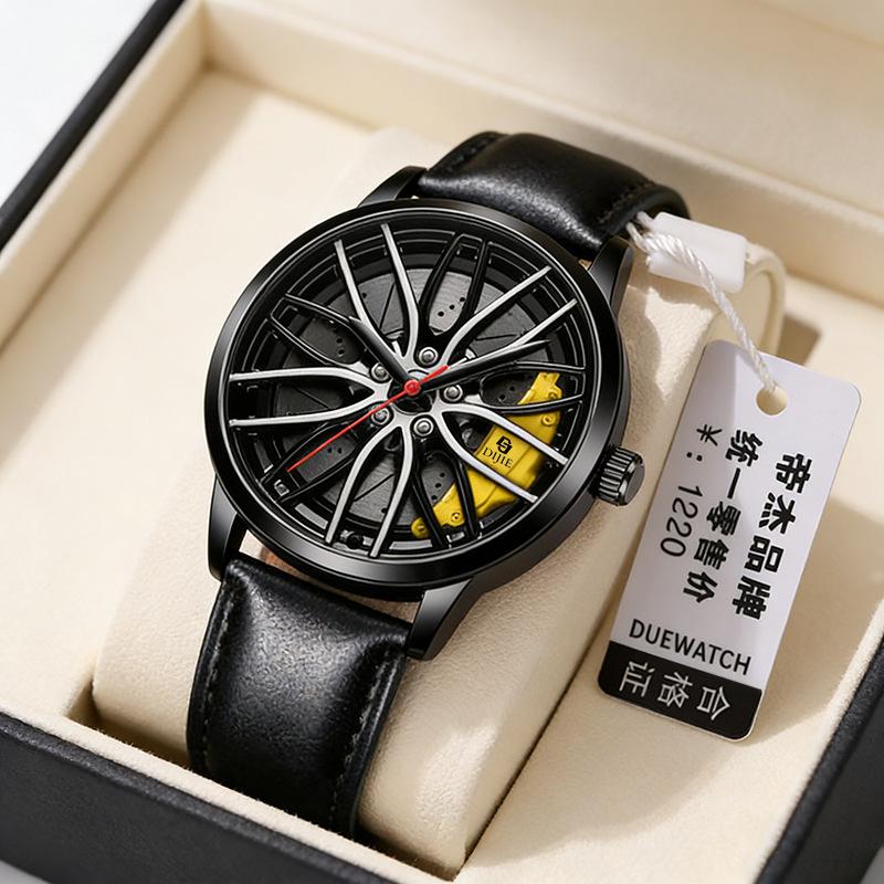 Straight Hair Men'S High-End Wheel Watches Trend Fashion Locomotive Watches Non-Mechanical Watches Student Trend Watches