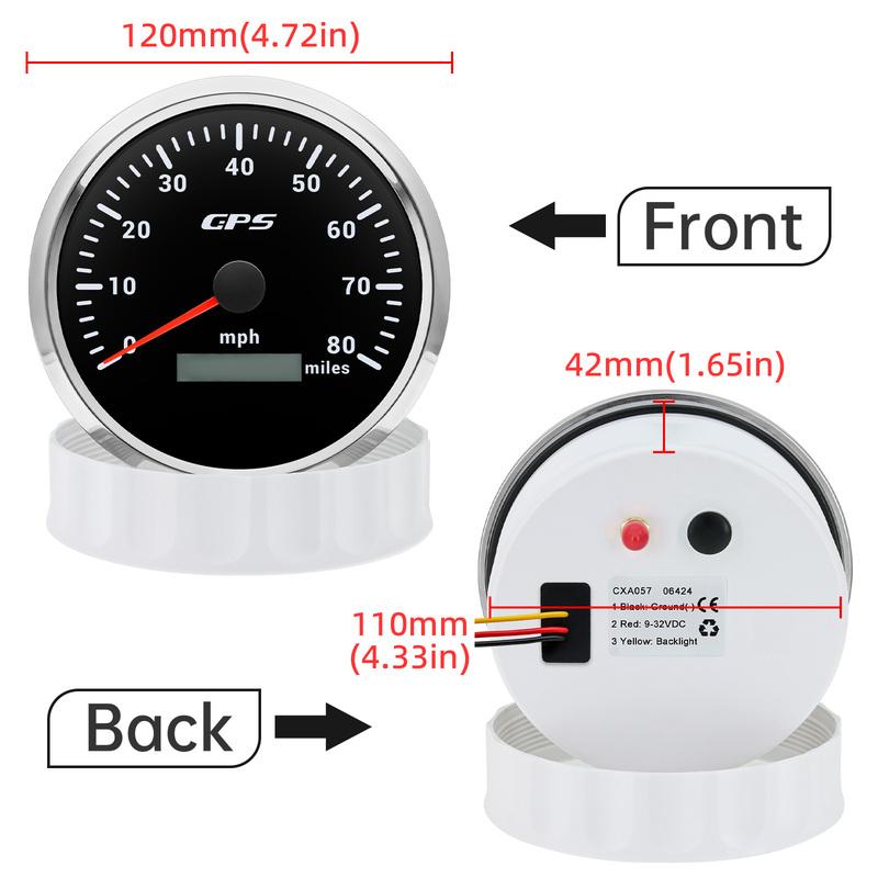 ZMFJH Auto Car Boat 110mm GPS Speedometer Gauge with Antenna 7 Color BackLight 80MPH,120MPH,160MPH Speed Meter Mileage 9-32V