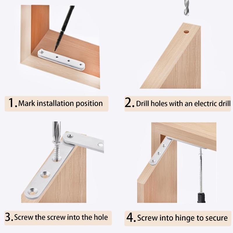 6 PCS Heavy-Duty 360° Rotating Concealed Hinges, Stainless Steel Flush-Mounted Fittings for Cabinets & Doors