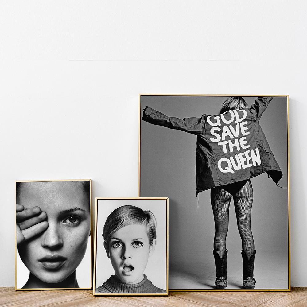 

Supermodel Kate Moss Nordic Retro Poster Canvas Print Wall Art Gifts For Feminist Painting Fashion Wall Art Pictures Living Room No Frame 21*30cm No Frame