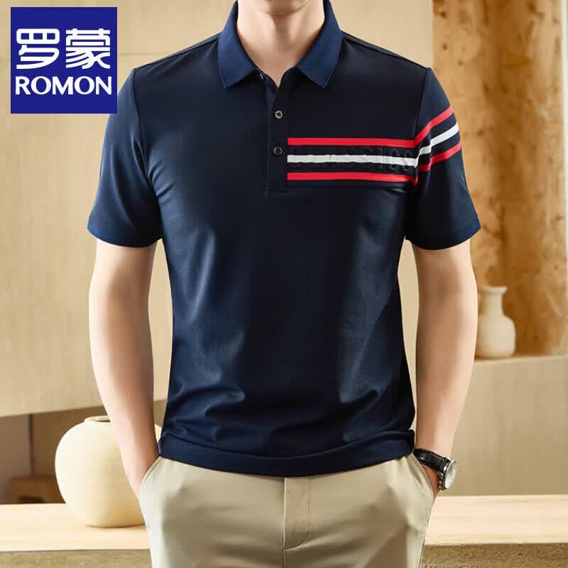 Luomeng Men s Striped Color Block Polo Shirt 4XL