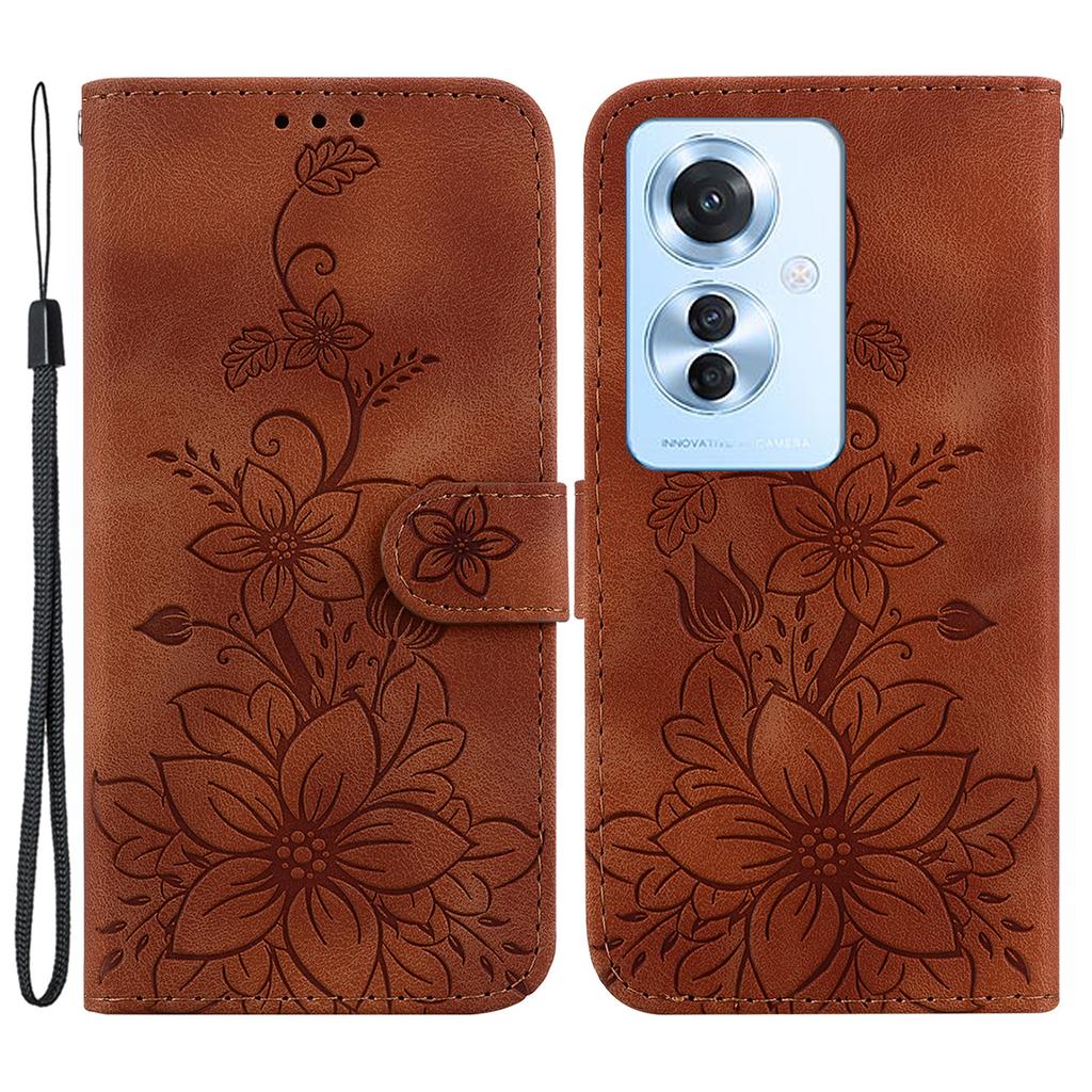 For Oppo Reno11 F 5G/F25 Pro 5G Case Phone Leather Wallet Lily Flower Imprint Full Protection Shell
