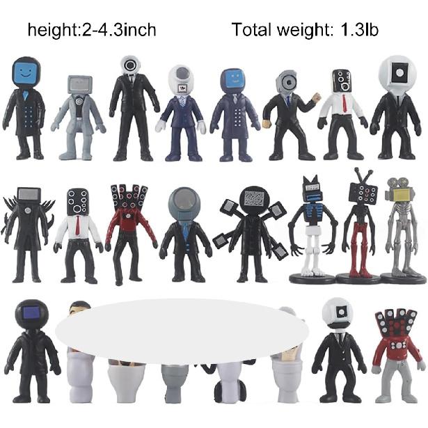 24Pcs Skibidi -ToiletAction Figures Set, Cameraman Speakerman Action Figrue, Horror Cartoon Movies Character Figure for Birthday Party Cake Topper
