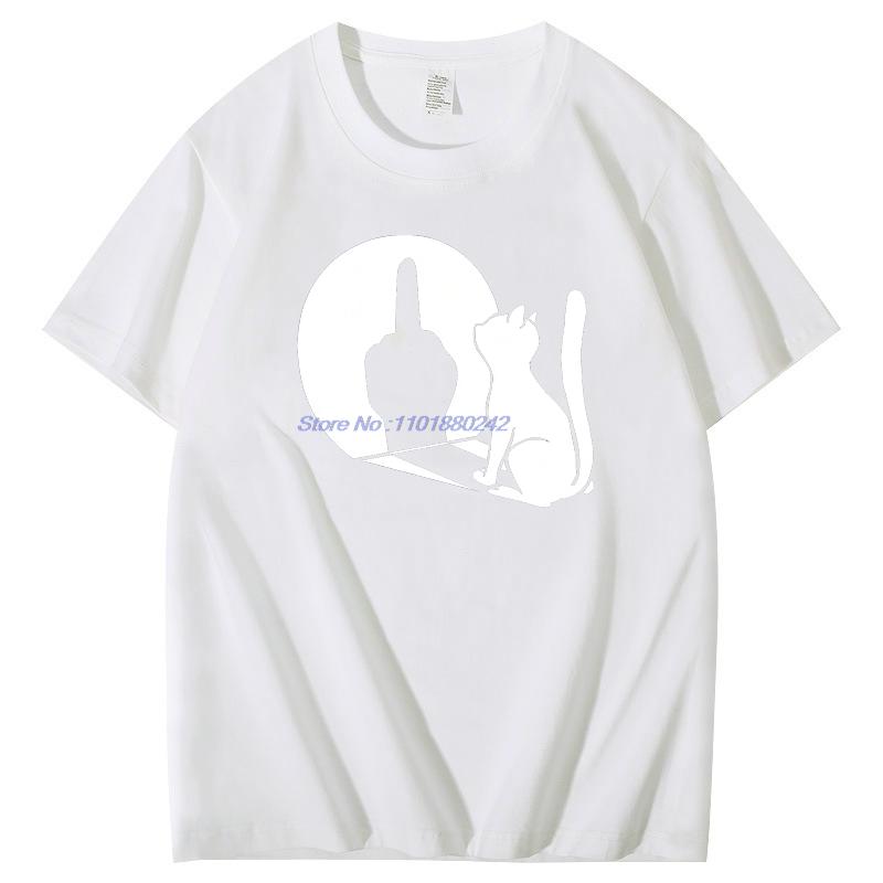 Summer Tops Tshirt Middle Finger Cat Shadow Fashion Graphic Tee New Arrival Goods Mens Short Sleeve Tee Cotton Tshirt