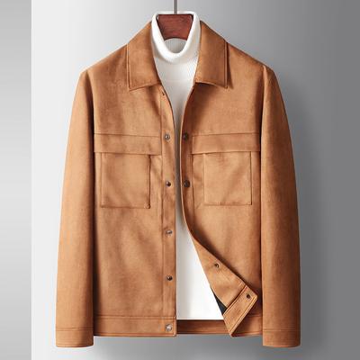 Primavera, Outono e Inverno Novo Camurça Meia-idade e Jovens Versão Solta Micro-larga Casual Tooling Jaqueta Tendência
