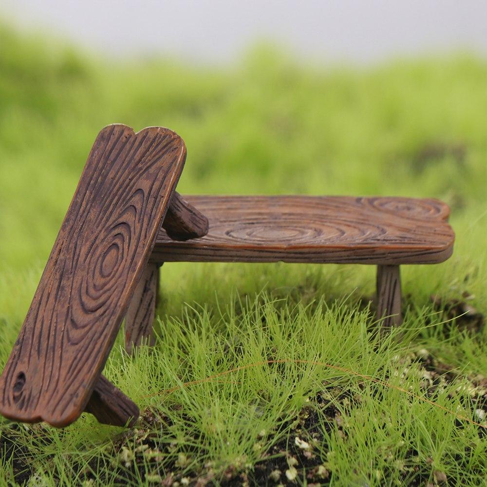 Mini Dollhouse Miniature Wooden Bench Wooden Stool Fairy Garden Miniatures Decor  Kids Gift