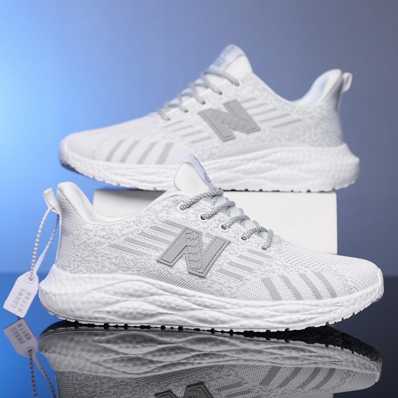 

New couple running shoes mesh sneakers spring and autumn fashion lightweight soft sole outdoor casual shoes men and women Female 40 білий