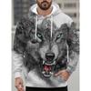 Fashion Men's Hoodie Animal Wolf Patterns 3D Print Hoodies Spring And Autumn Street Casual Boy Sweatshirt Men's Oversized Top Clothing