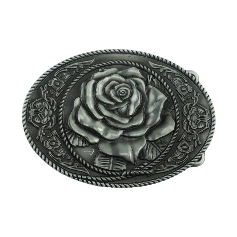 Medieval Ages Belt Buckles with Rose Replacement Western Cowboy Style 1 серый