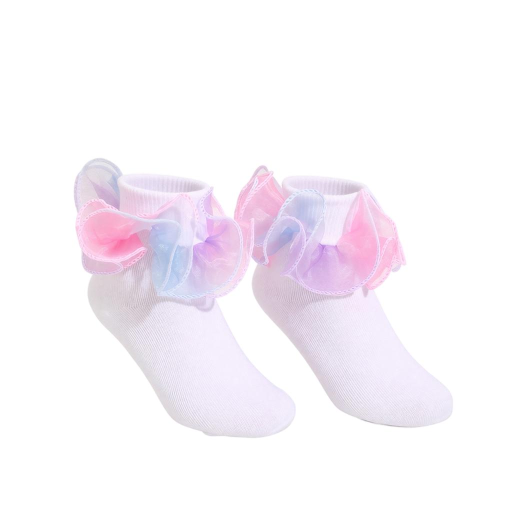 Girls Lace Princess Dance Socks with Ruffle Trim – Breathable Lightweight for Kids