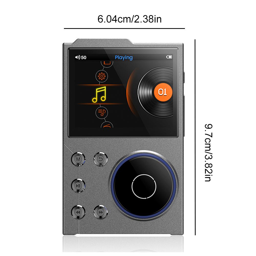 

HiFi MP3 Player Lossless DSD Digital Audio Music Player Bluetooth 5.3 16GB Built-in Portable Music Players Support Up To 256GB сірий колір