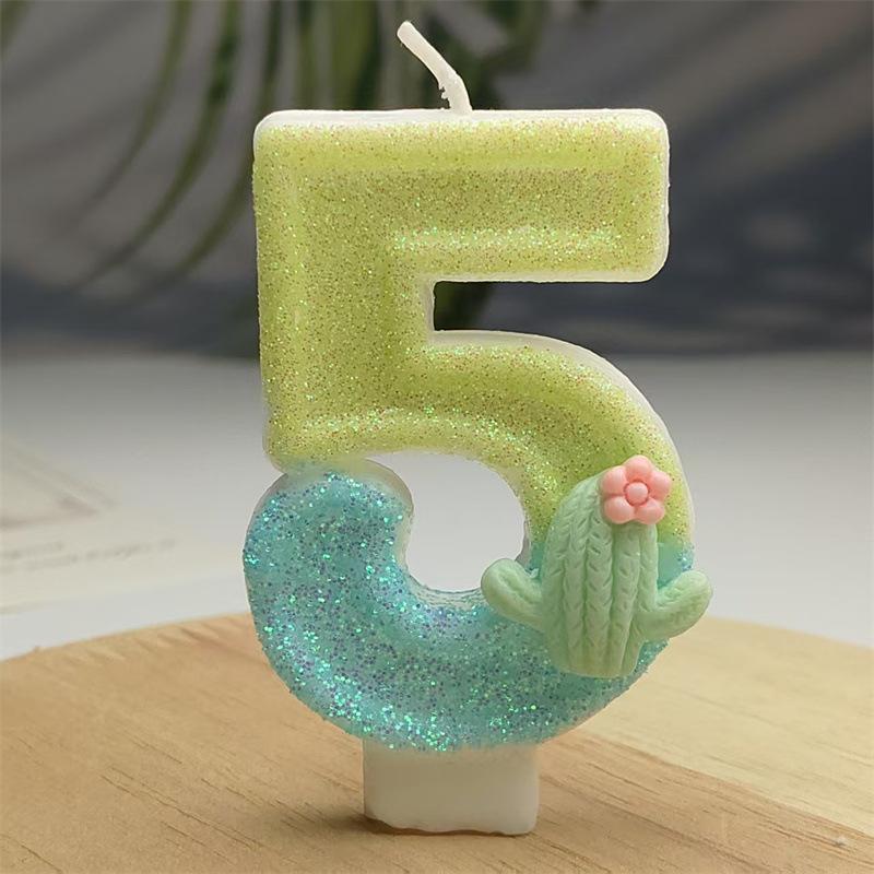 Creative Design Cactus Digital Candle Birthday Candle Party Festive Cake Decoration Atmosphere Props