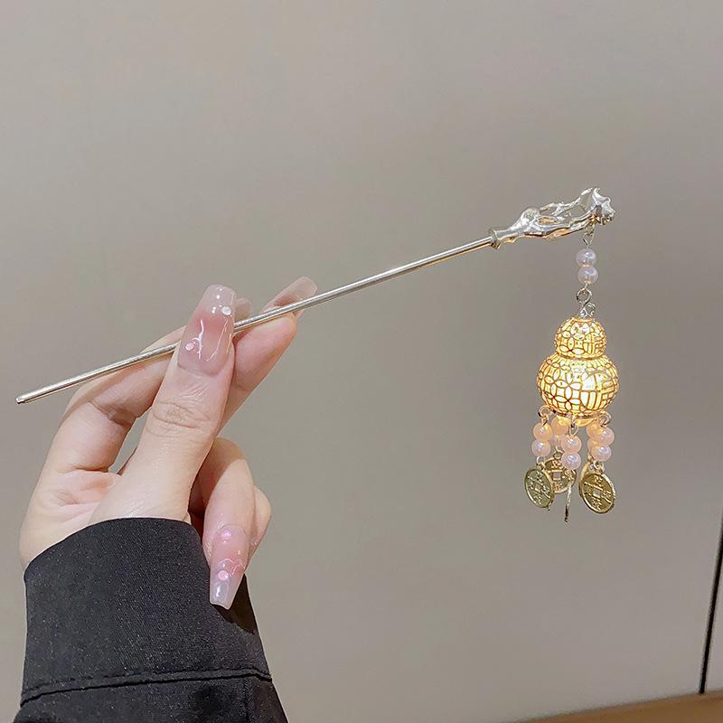 Antique Tassel Hairpin Women's New Chinese Disc Hair Pearl Hairpin Modern Cheongsam Hairpin Headdress