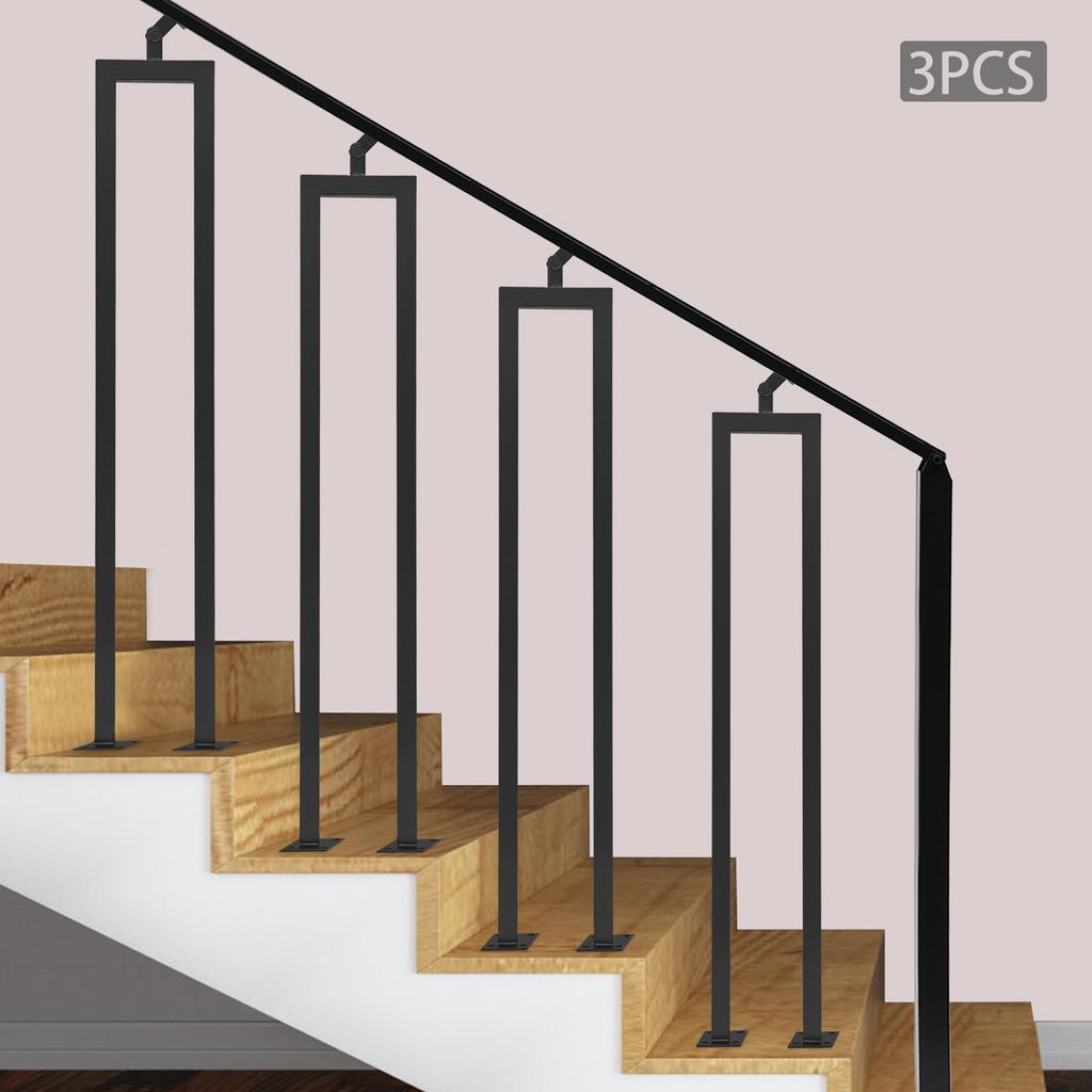 3PCS Stair Balusters, 36" U-Shaped Stairs Railing with Adjustable Top Bracket for Indoor Staircases