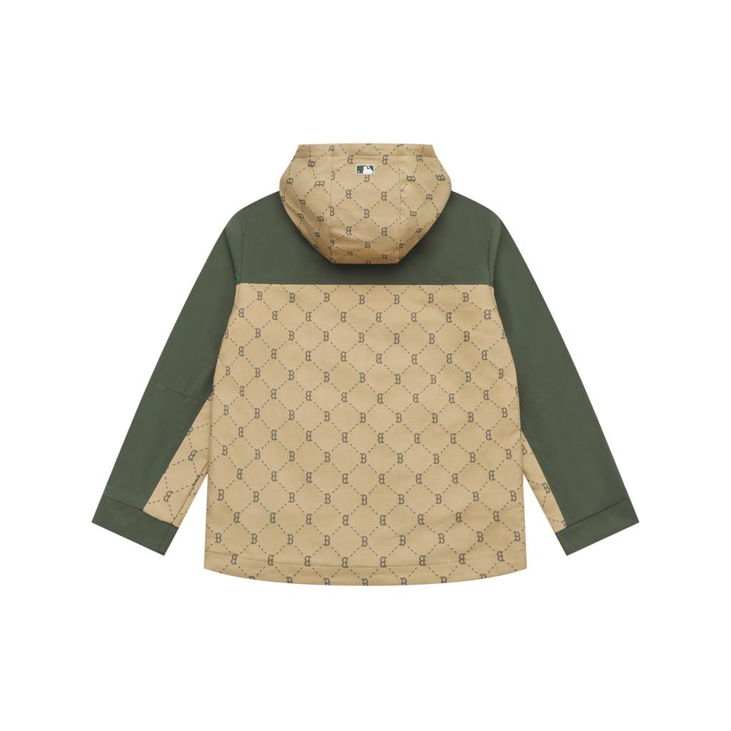 New MLB MONOGRAM Collection Boston Red Sox SS25 Windproof Jacket Unisex Dark Khaki 3AWJM0151-43KAD
