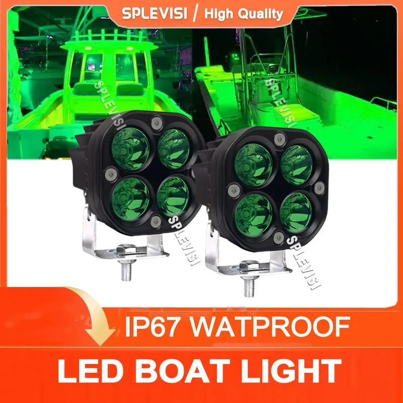 2x Marine Boat Light Boat Deck Transom Cockpit Light Waterproof Green For Yacht Fishing Pontoon Sailboat Kayak Bass Vessel 12V 2Pcs Green