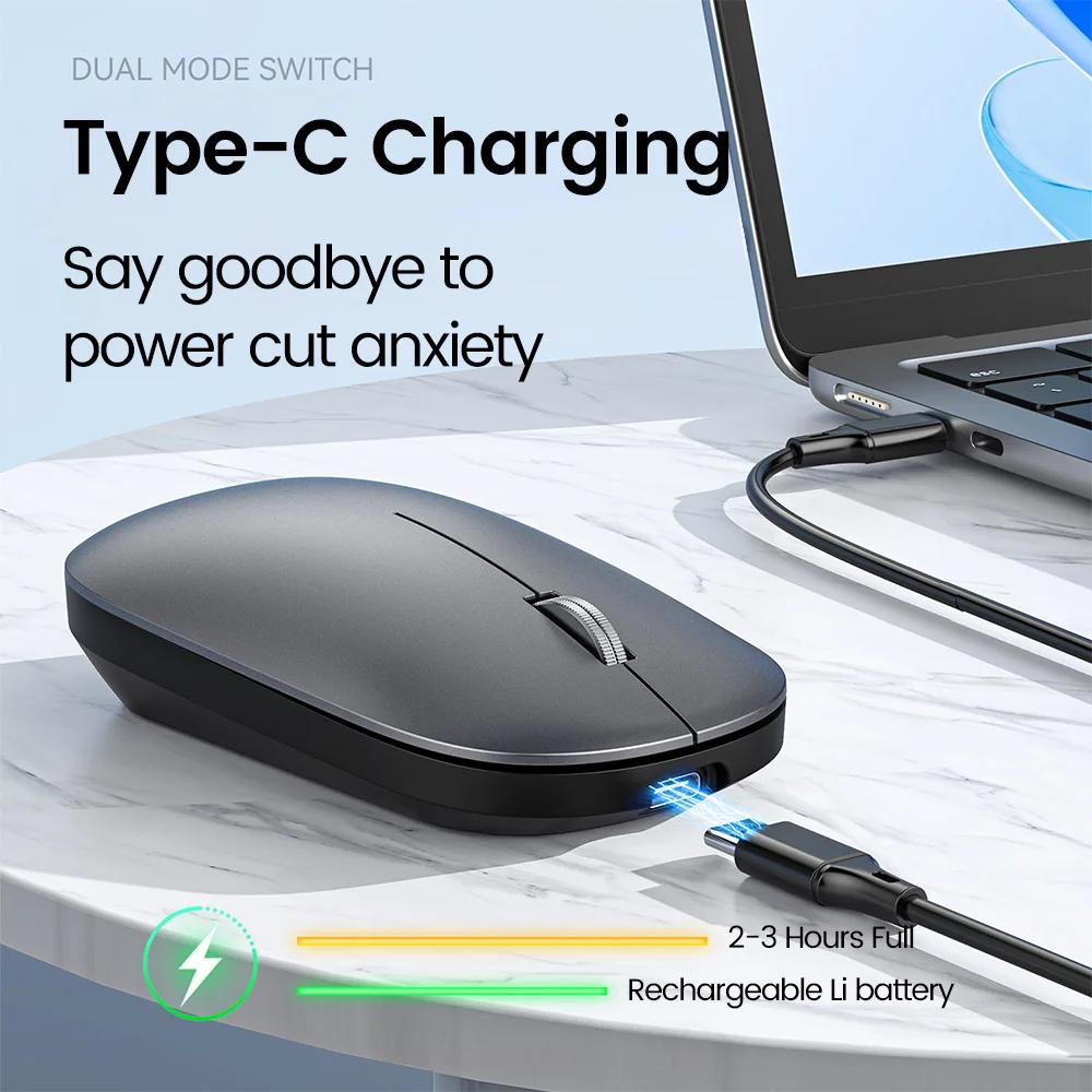 2.4G Wireless Bluetooth Mouse Dual Mode 1600DPI Adjustable 2.4G Type-C Rechargeable Mice Silent Ergonomic Portable Office Mouse