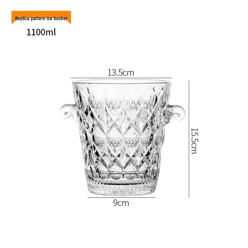 ZISIZ Portable Glass Ice Bucket with Tongs