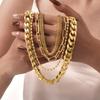 Stainless Steel Chunky Link Chain Women Necklace, Herringbone Choker Necklace Gold Color Jewelry