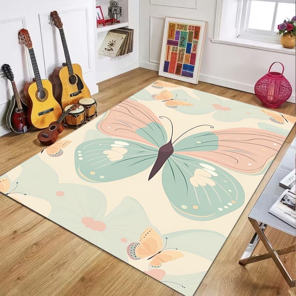 Pink Style Butterfly Rainbow Cloud Area Rug Cute Soft Non-Slip Floor Carpet for Girls  Bedrooms Leisure Home Areas 40x60cm
