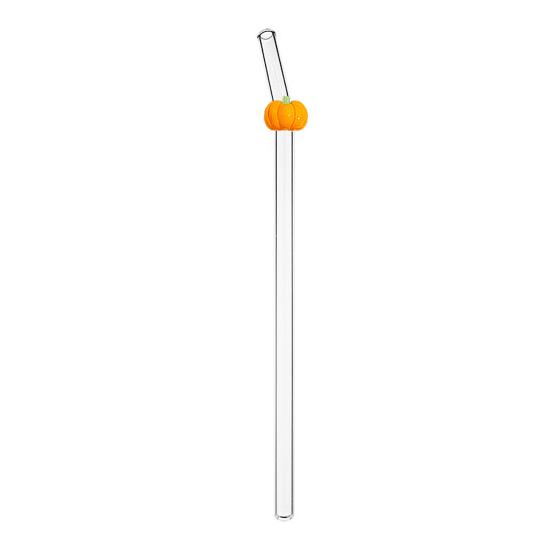 Fruit Shape Glass Straw with Lemon Strawberry Cherry Designs Reusable Drinking Straw for Juice Smoothies Soda BPA-Free Heat-Resistant Eco-Friendly