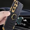 For Samsung Galaxy A15 4G/5G Case Crocodile Texture Electroplated Phone Cover with Kickstand