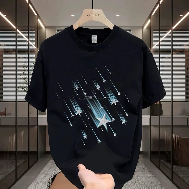 Men High Quality Cotton T Shirt Short Sleeve Crew Neck Casual Solid Color Top Soft Breathable Basic Tee for Summer Wear