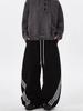 Retro Striped Color Block Wide-Leg Sweatpants with Elastic Drawstring for Men & Women