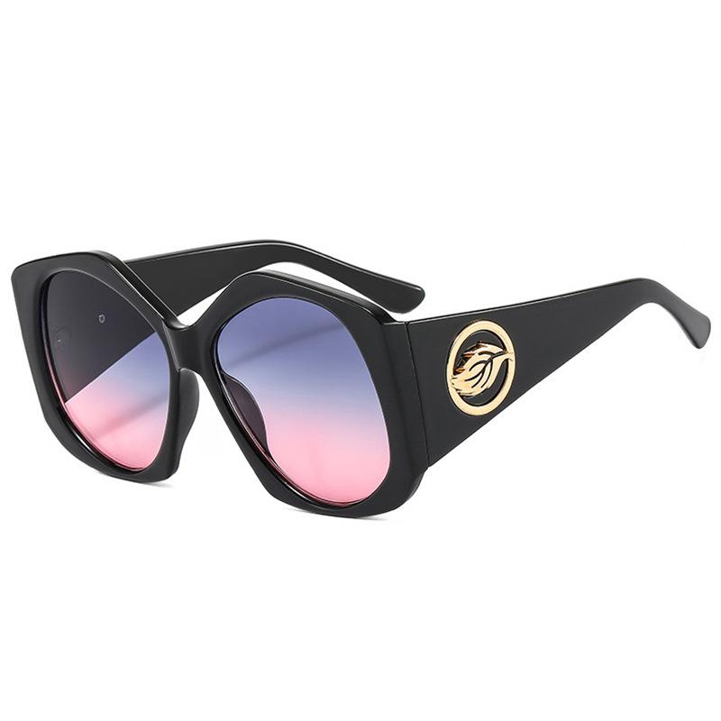 

New Retro Contrasting Color Frames Oval Women Sunglasses Trendy Leaf Decoration Leopard Print Fashion Men Sun Glasses Uv400 as picture